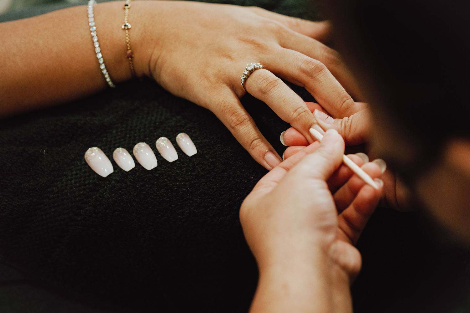 Manicure in progress at POSH Nail Spa