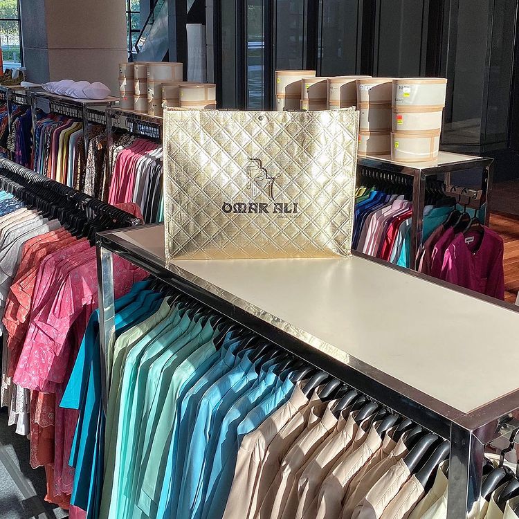 Display of fabrics at Omar Ali