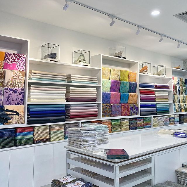 Rolls of textile at Omar Ali