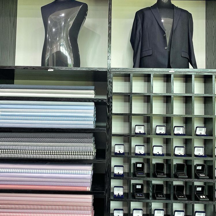 Garments on display in the Omar Ali boutique