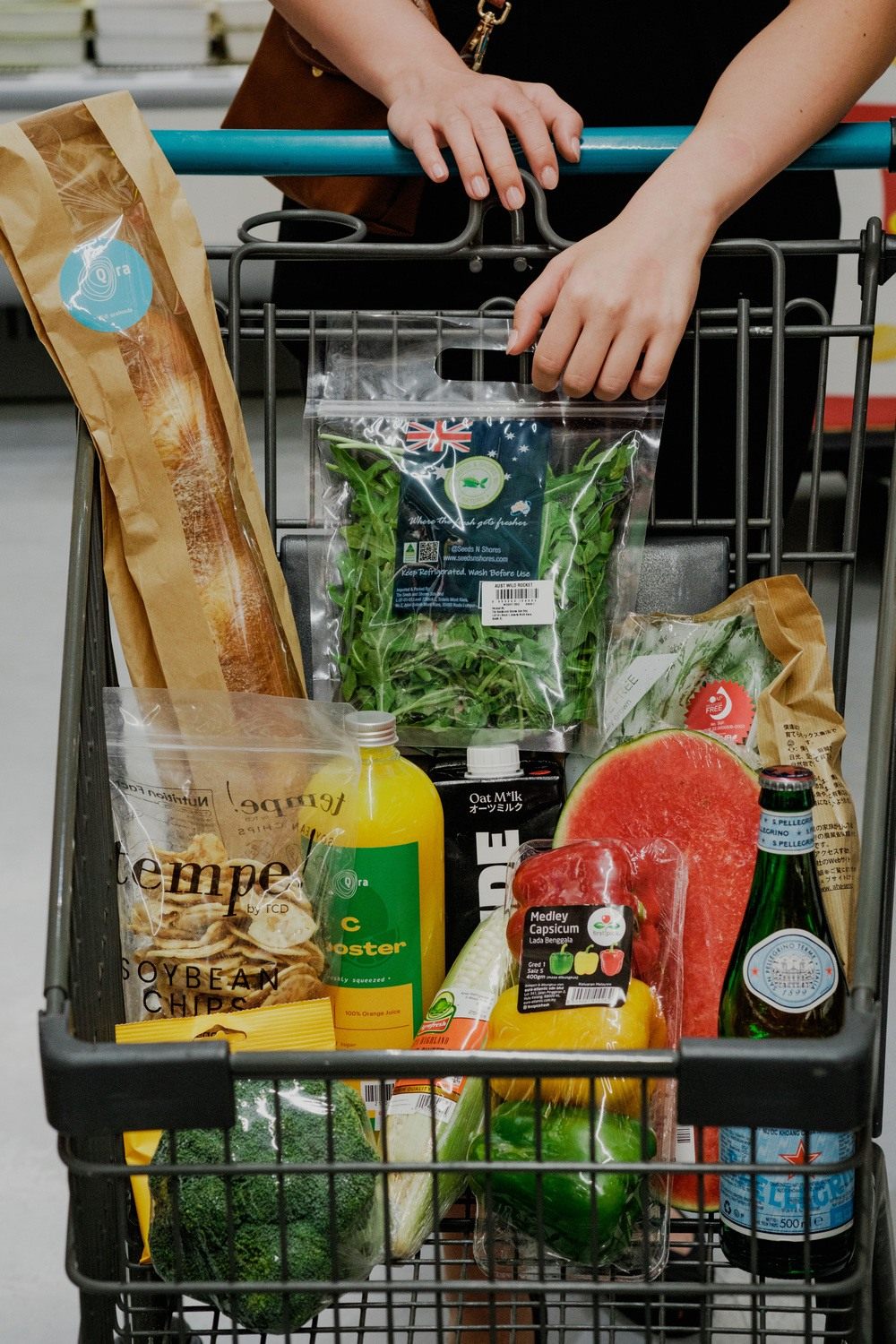 Grocery shelves at Qra